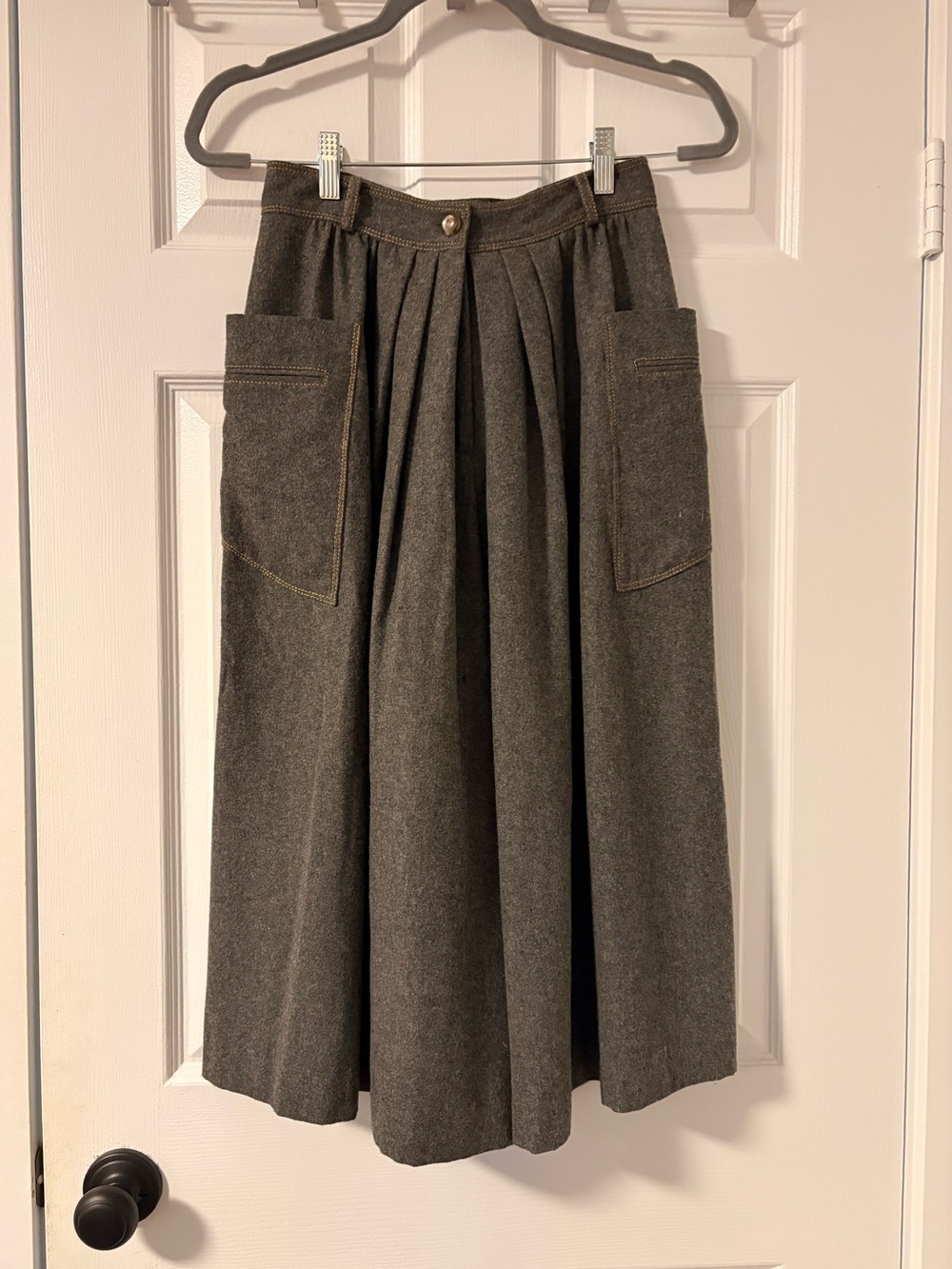 Adolfo Dominguez Charcoal Gray Pleated Midi Shorts with Patch Pockets